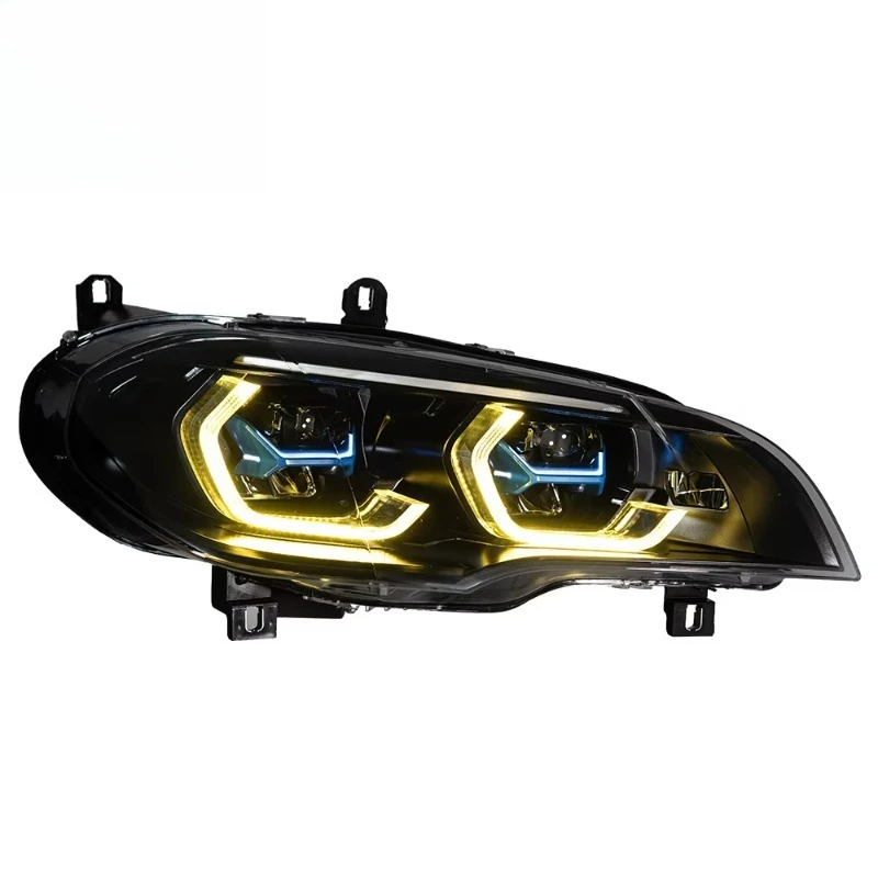 For 07-13 X5 E70, Modified  Dual Color Upgrade Yellow and White  Lens Style DRL Head Lamp Accessories