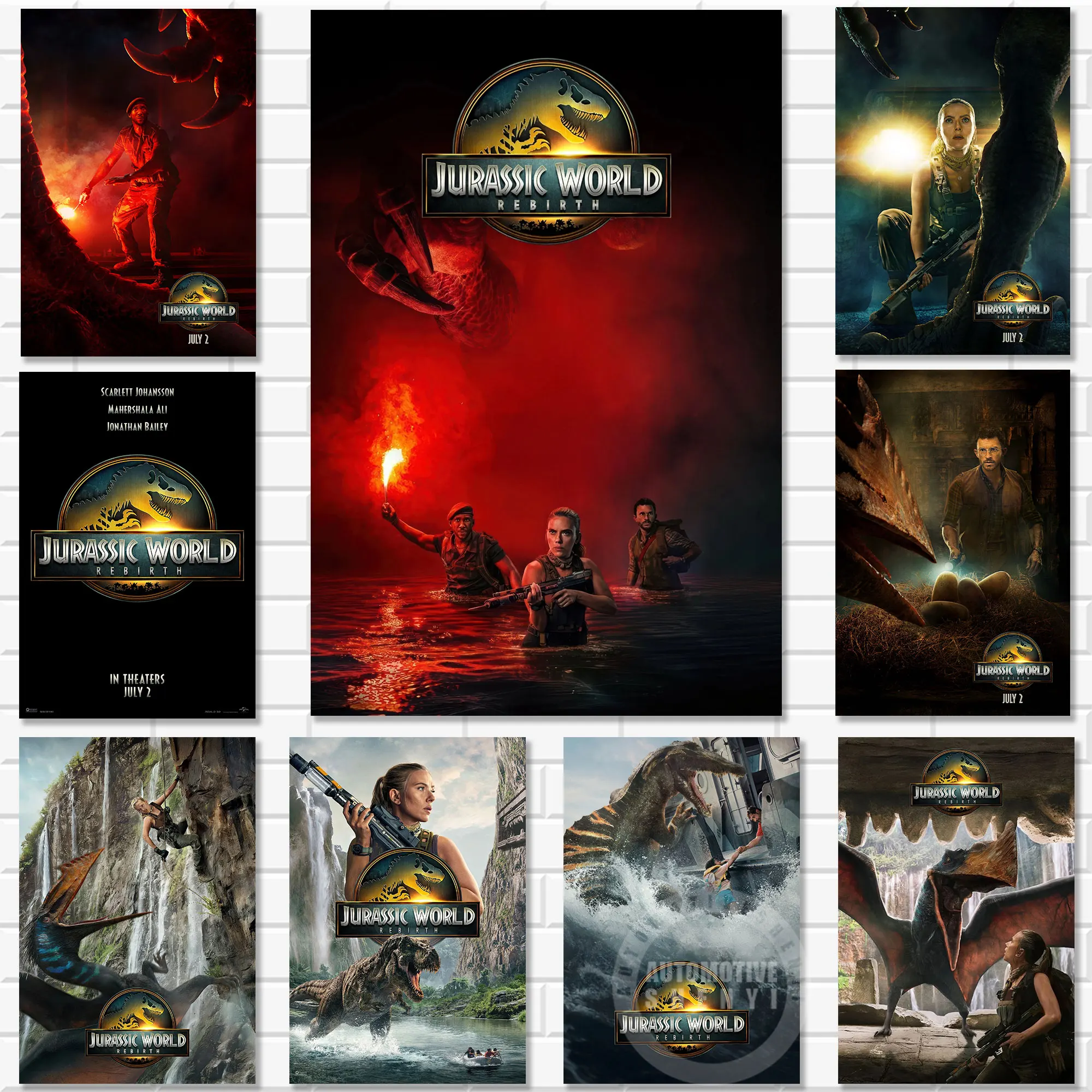 العالم الجوراسي ولادة جديدة 2025 الفيلم المشارك يطبع حائط لوح رسم ديكور فني فيلم صورة ديكور المنزل لغرفة المعيشة #1