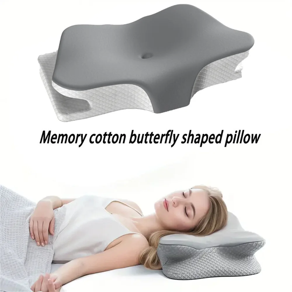 

Soft Memory Cotton Butterfly Shaped Pillow Slow Rebound Memory Foam Pillow Protects Cervical Vertebrae Helps Sleep Comfortable