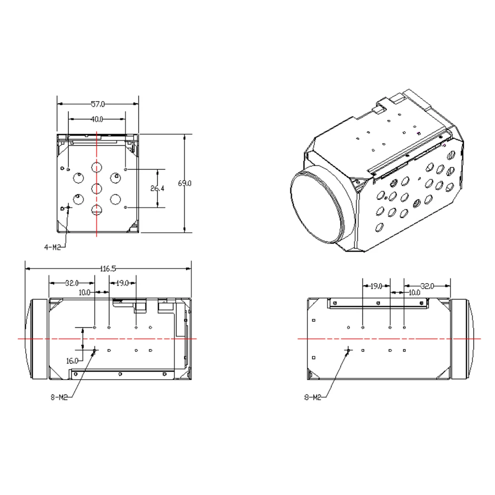 Long range CCTV camera 2MP 36X optical zoom camera module