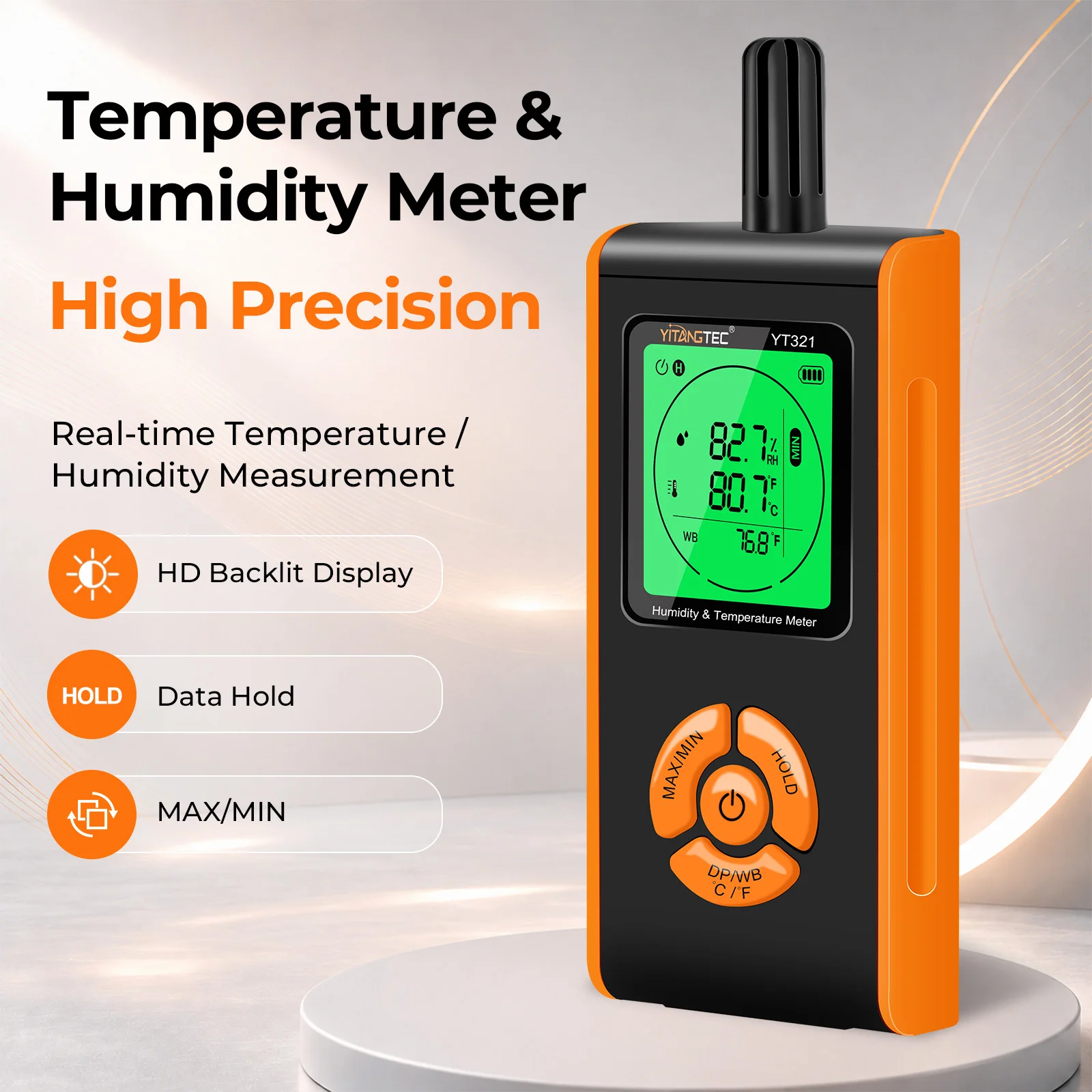 Termohigrómetro Digital LCD -20 ℃ ~60 ℃ Medidor de Humedad y Temperatura del Punto de Rocío para Hogar, Oficina, Invernadero y Almacén