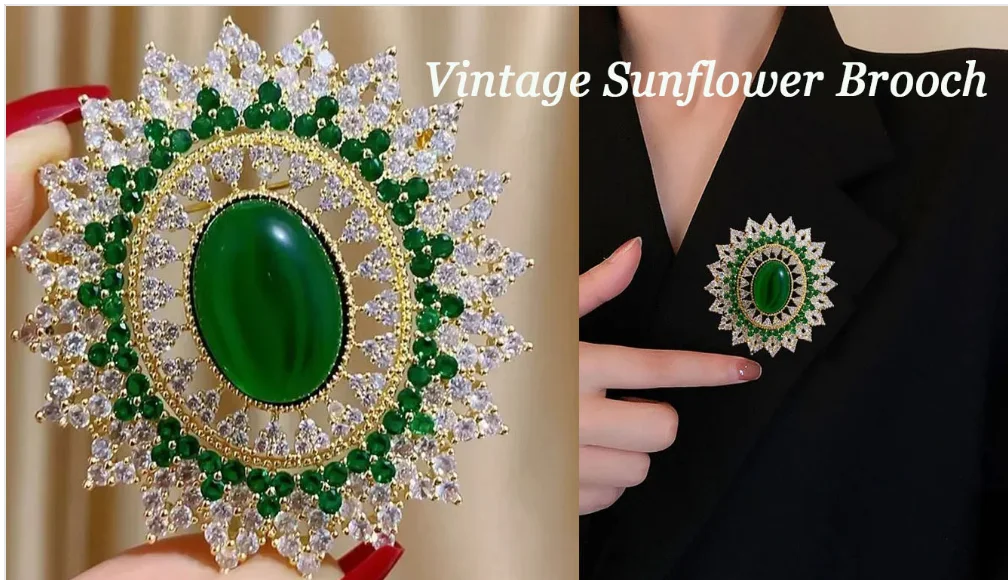 Green Red Crystal Rhinestone Four-Leaf Clover Flower Brooches Lapel Pins Jewelry Clothing Accessories Brooch for Women 2024