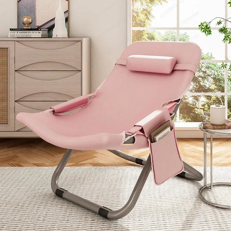 Home Folding Lunch Lounge Chair, Balcony Portable Lazy Nap Bed