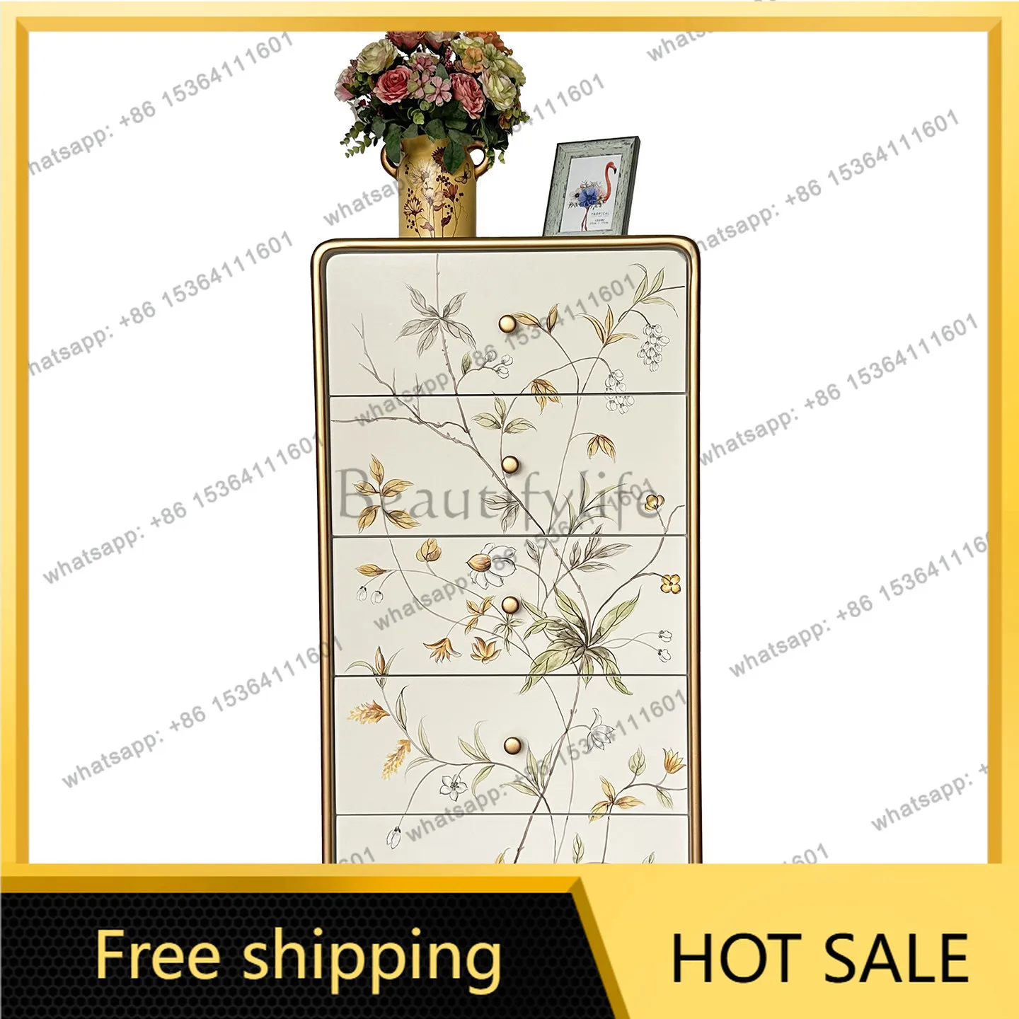 XX. American light luxury chest of drawers, living room painted storage cabinet