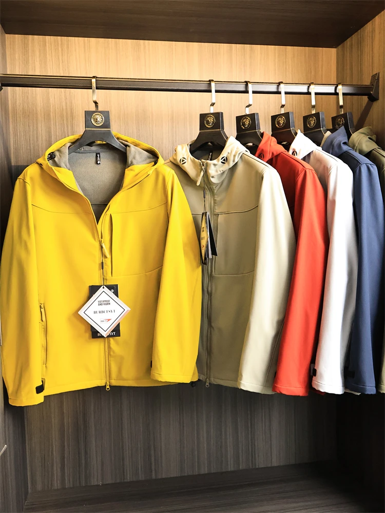 

Men's Softell Jaet Fce Lined Hooded Casual Autumn Winter Waterproof Outdoor Faion Urban Sle Stand Fit Zipper Cl...