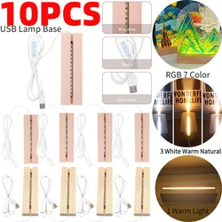 LED Light Display Base Rectangle Wood Light Base Plate Night Lamp Bracket Clamp Ornament Lamp Stand sockets for light Home Decor