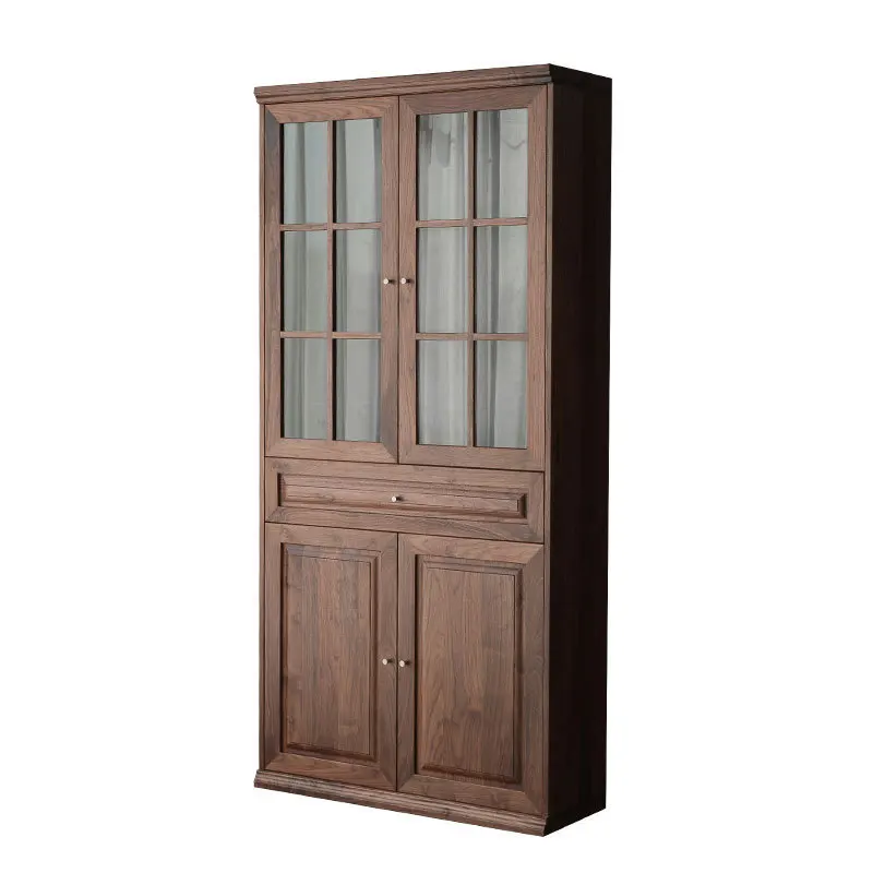 

Nordic all solid wood, black walnut bookcase, new Chinese study furniture, storage cabinet