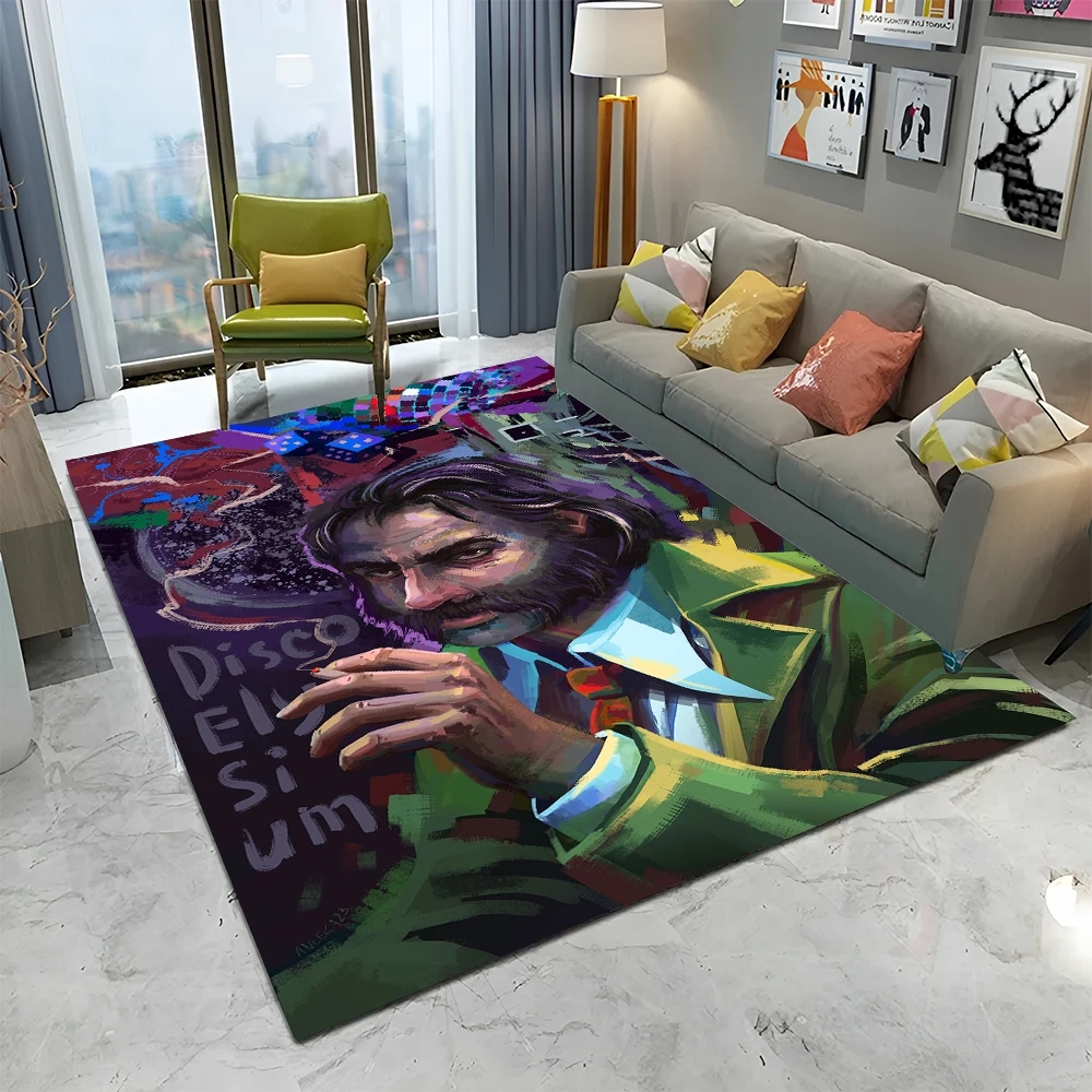 Disco Elysium Game Gamer Cartoon Carpet Rug for Home Living Room Bedroom Sofa Doormat Decor,kid Play Area Rug Non-slip Floor Mat