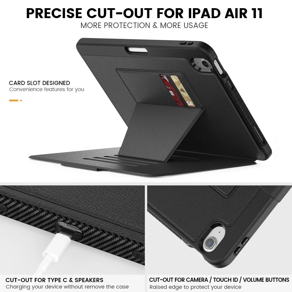 Imagem -03 - Capa Robusta de Proteção de Corpo Inteiro pu e Plástico Híbrido Combinado Capa para Ipad Air 11 13 13 Pro 2023