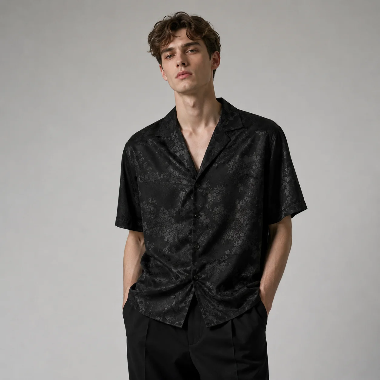 Men's Summer Casual Short Sleeve Shirt Lightweight Breathable Floral Pattern Trendy Streetwear Top 2026 New