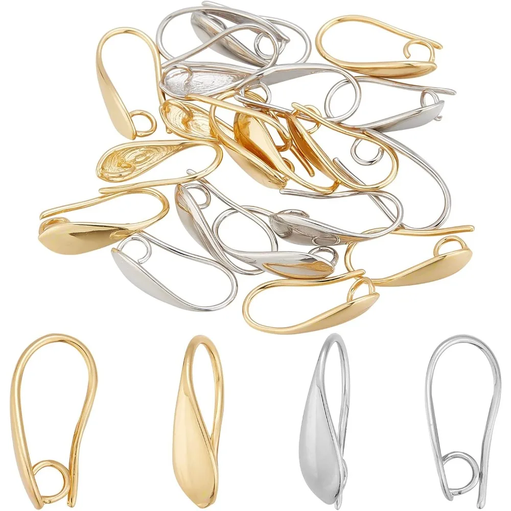 

20PCS 2 Colors Brass Leverback Earrings Hoop 18x5.5mm French Wire Earring Hooks Ear Wire with Open Loop Earwire Connector