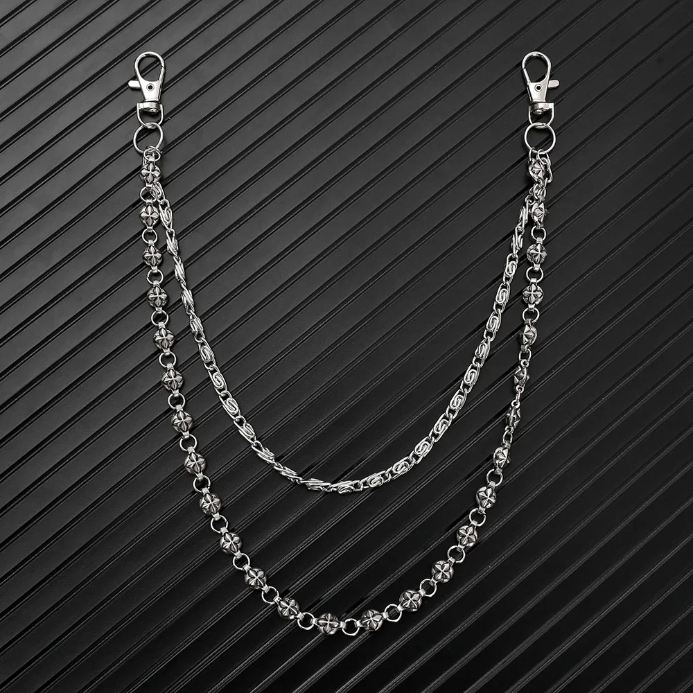 سلسلة جينز هيب هوب على طراز هاراجوكو مع سلسلة خصر بطبقة مزدوجة على طراز بانك مخصصة للرجال والنساء إكسسوارات