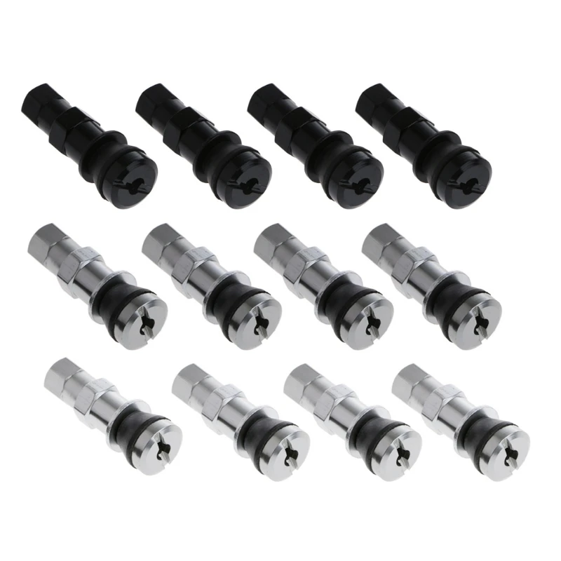 4Pcs Aluminum Car Tubeless Wheel Tire Valve Stem Rim Bolt-in W/Dust Cap （Black/Titanium/Silver）