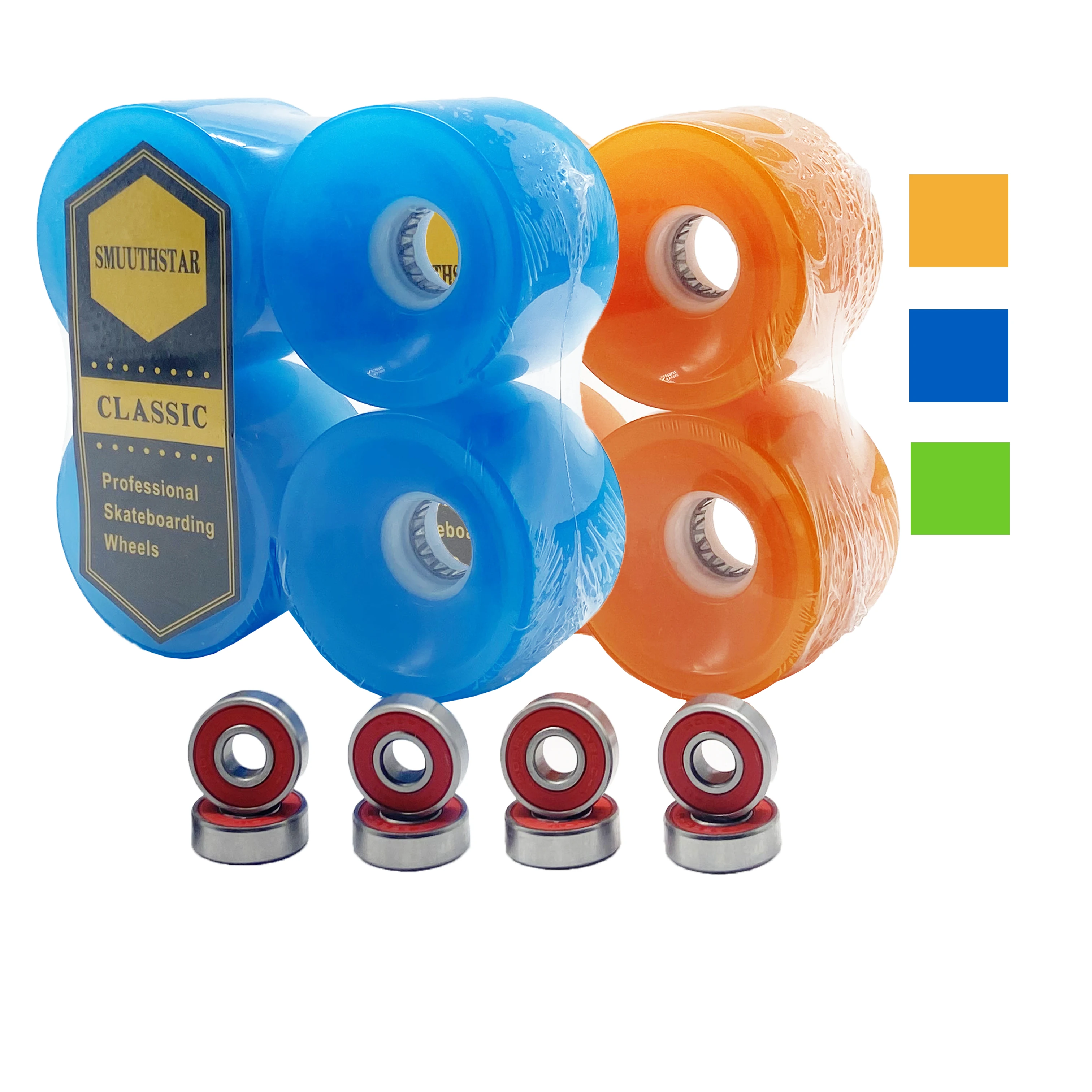 4x Skateboard Wheels Light Up with ABEC 11Bearings Longboard Wheels LED Flash At Night 70mm 65mm 78A Orange Blue Color