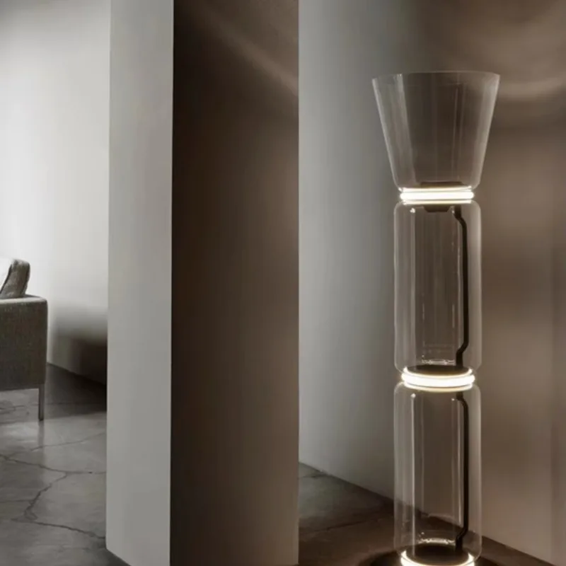 

Modern Minimalist Glass Floor Lamp with Light Emitting Diode for Living Room or Bedroom