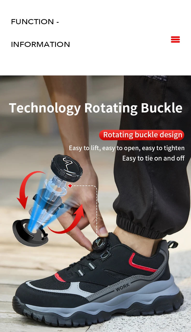 Indestructible Steel Toe Work Shoes for Men Rotating Button Safety Shoes Lightweight Construction Work Safety Shoes