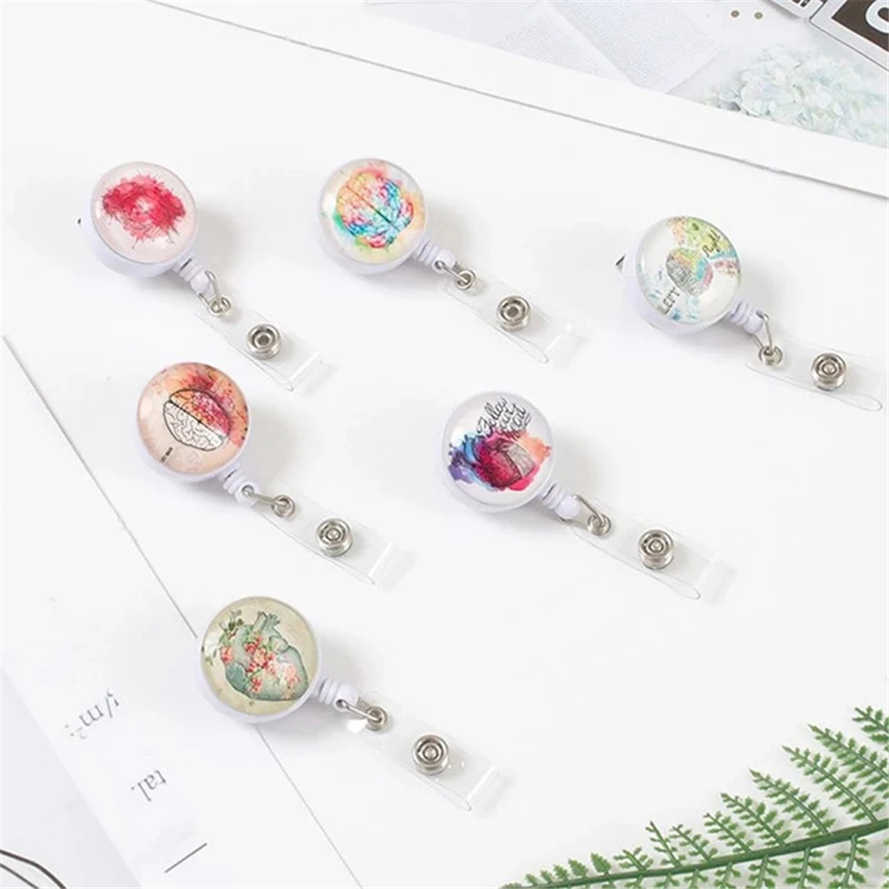 

Pattern Badge Holder Clip ID Card Card Holder Clip Name Tag Holder ID Badge Holder Nurse Doctor Key Chain Retractable Badge
