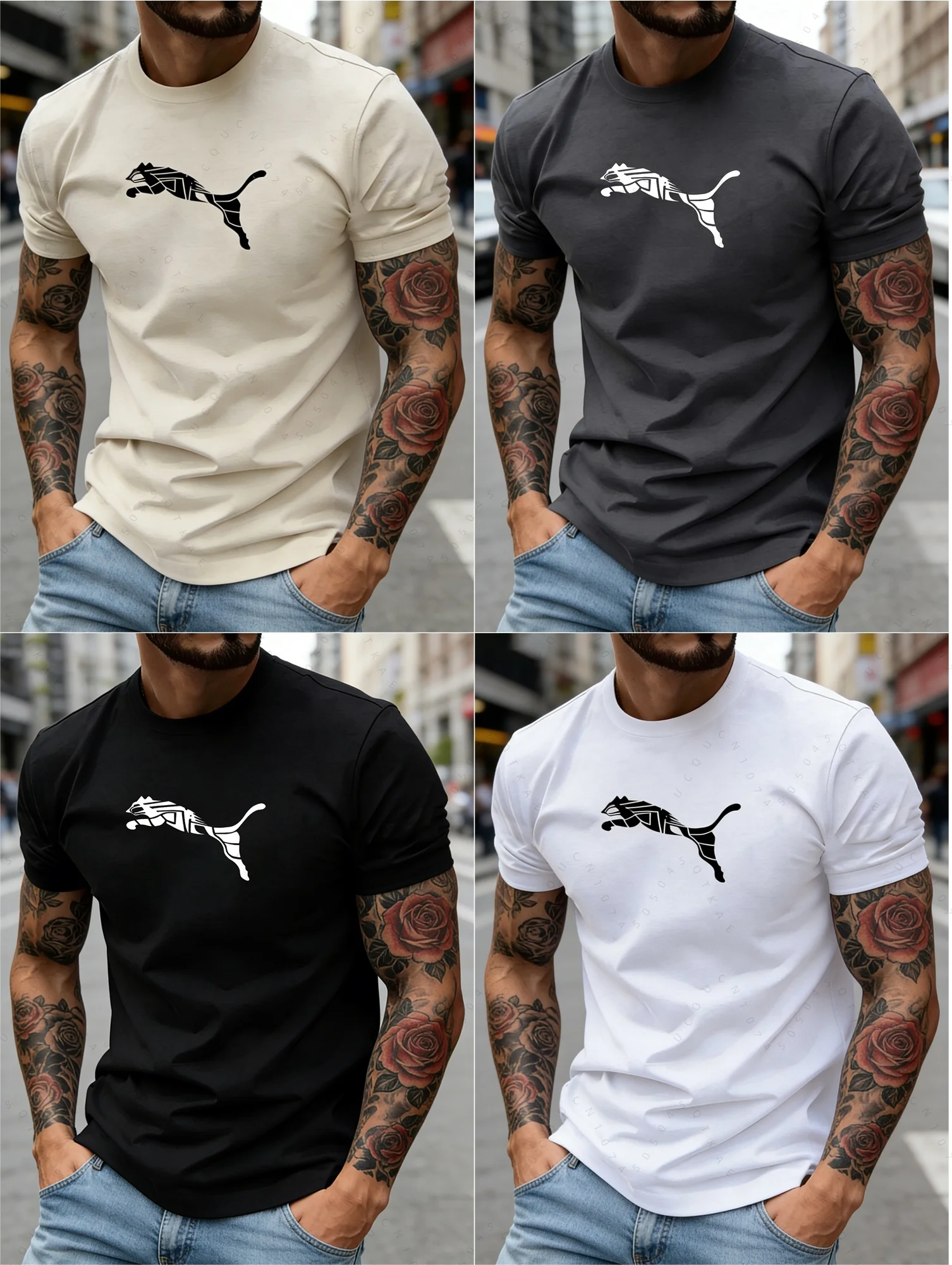 

Новая летняя мужская футболка 2026 года класса люкс с принтом лисы и леопарда, повседневная, трендовая, в стиле Y2K, высококачественная, для мотоциклистов