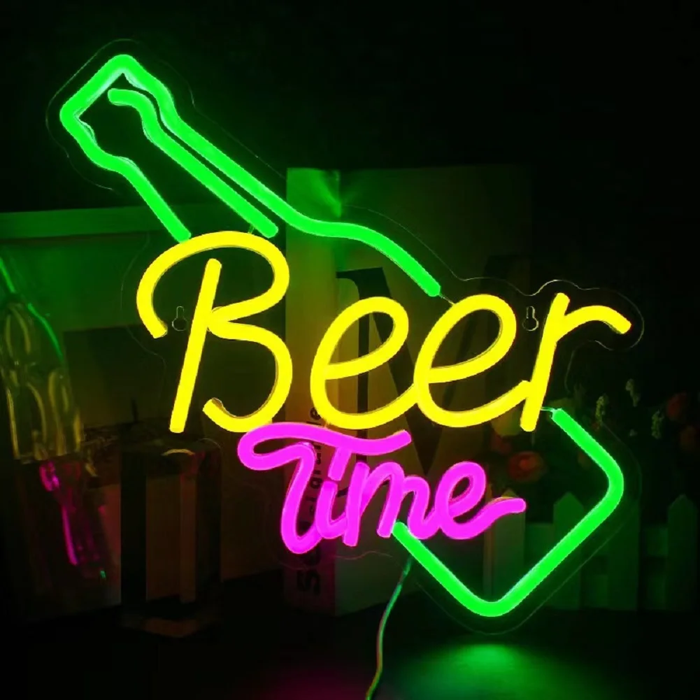 

Beer Time LED Neon Sign - USB Powered Bar Wall Decor for Home, Pub, Club & Party - Dimmable Acrylic Neon Light, Man Cave Decor