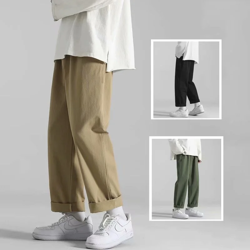 Pants Men Casual Men's Khaki Casual Pants Korean Trousers Loose Straight-leg Pants Wide-leg Pants