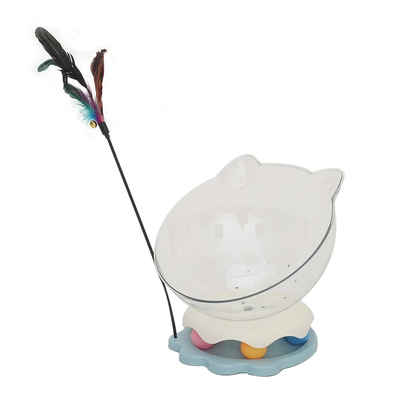 Juguete interactivo para gatos con bola giratoria y varita de plumas - imagen 4