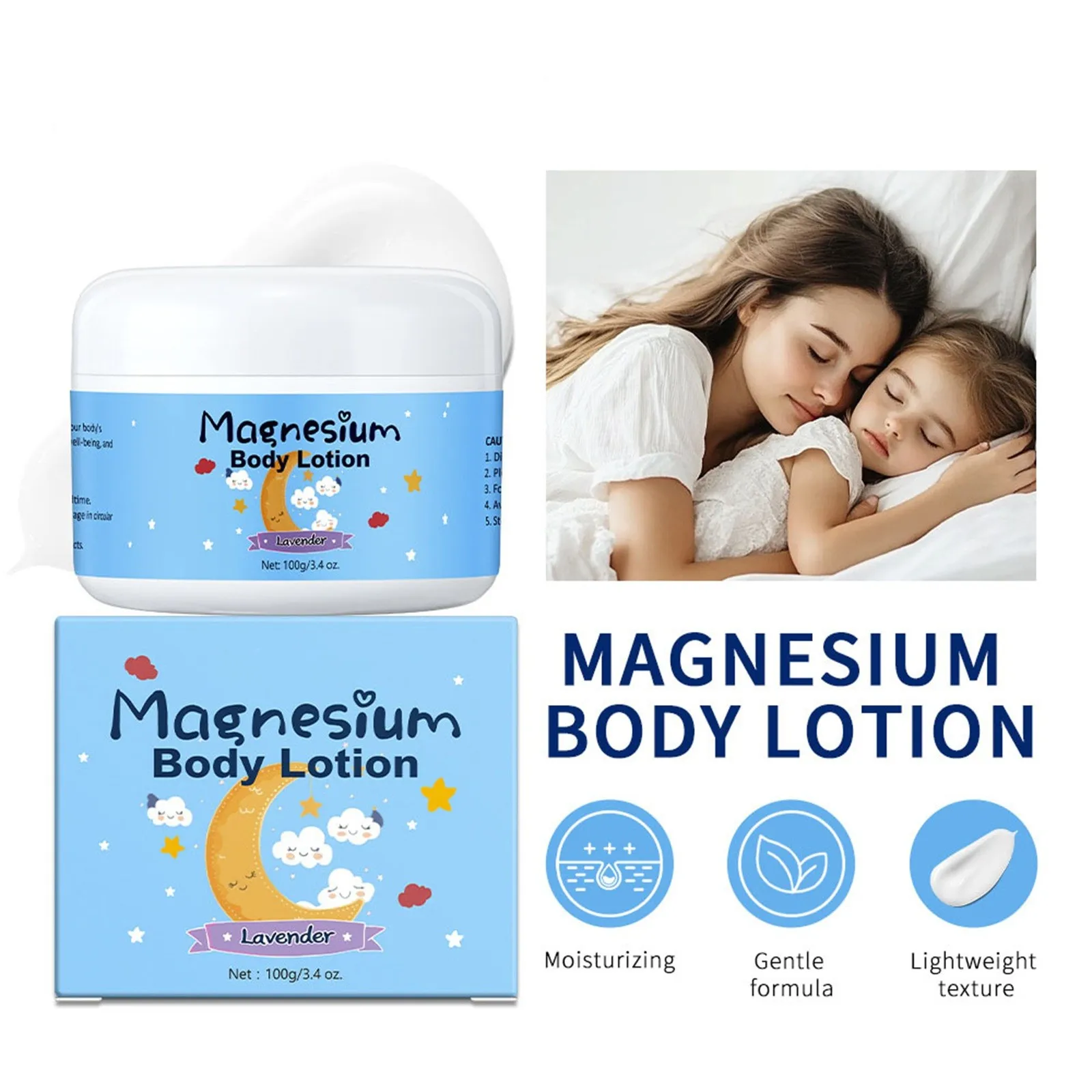 Loción de magnesio para dormir y calmar para niños, crema tópica de magnesio que apoya la hora de dormir y la noche calmante, libre de melatonina