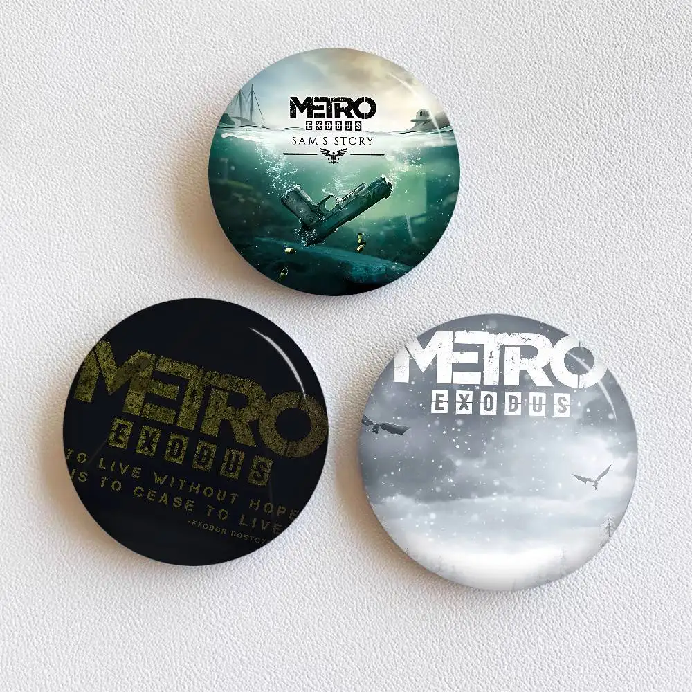 Metro Exodus game 58mm Cute Anime Figure Icon Badge Handmade Tinplate Brooch for Backpack Clothes Chest Ornament Gifts