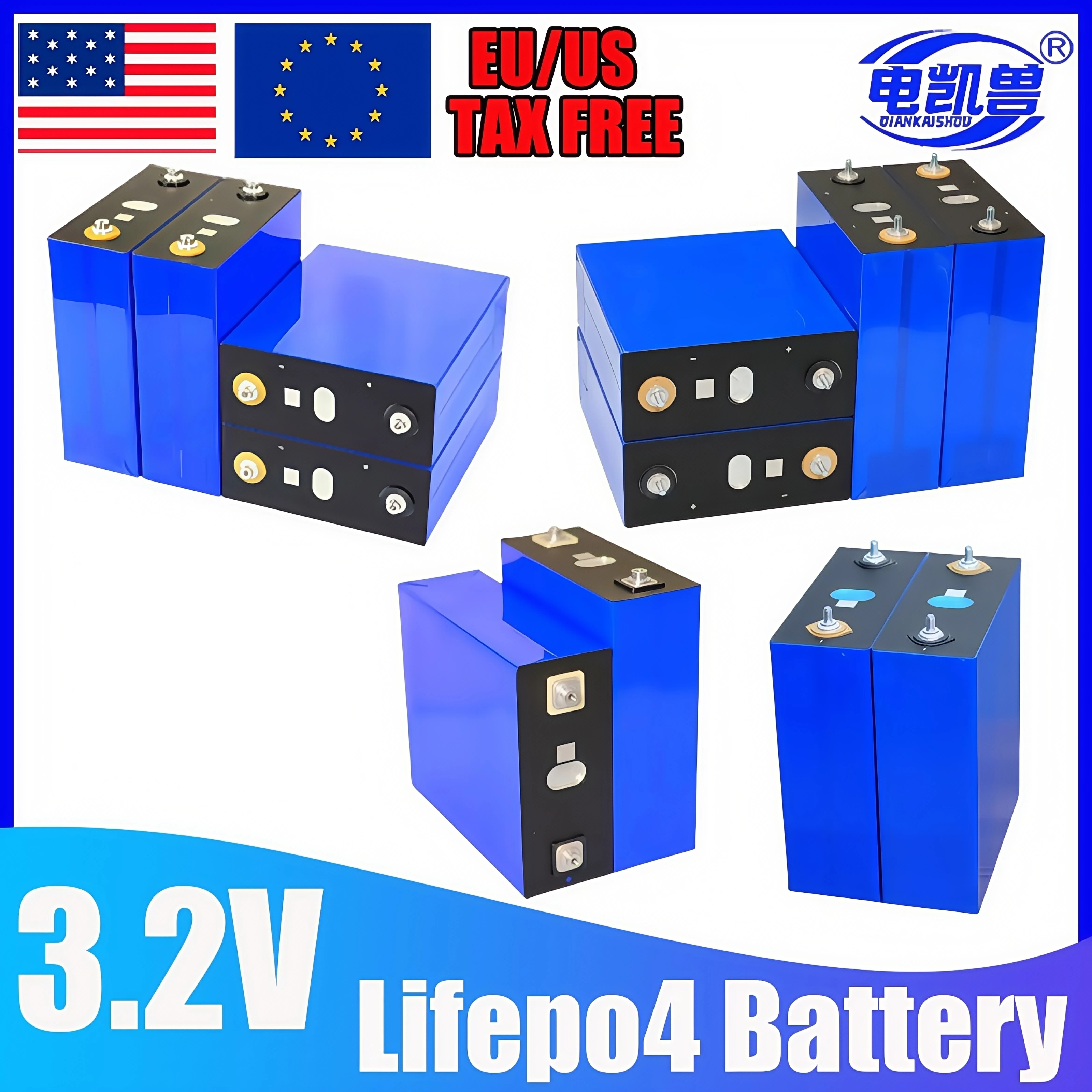 

Grade-A 3.2V 340Ah 320Ah 280Ah 8000 Cycles LiFePO4 Rechargeable Battery for DIY RV Electric Vehicle Solar System Golf 12V 24V