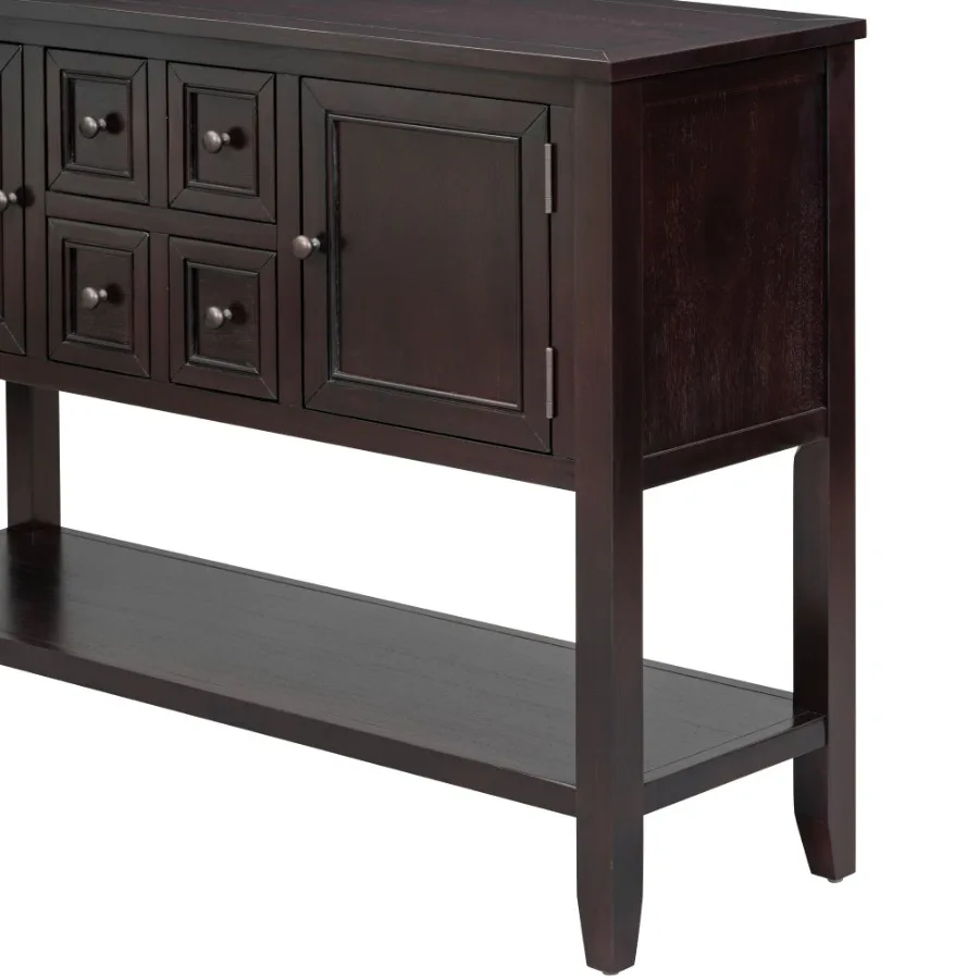 

TREXM Cambridge Series Ample Storage Vintage Console Table with Four Small Drawers and Bm Shelf for Living Rooms Entrances and