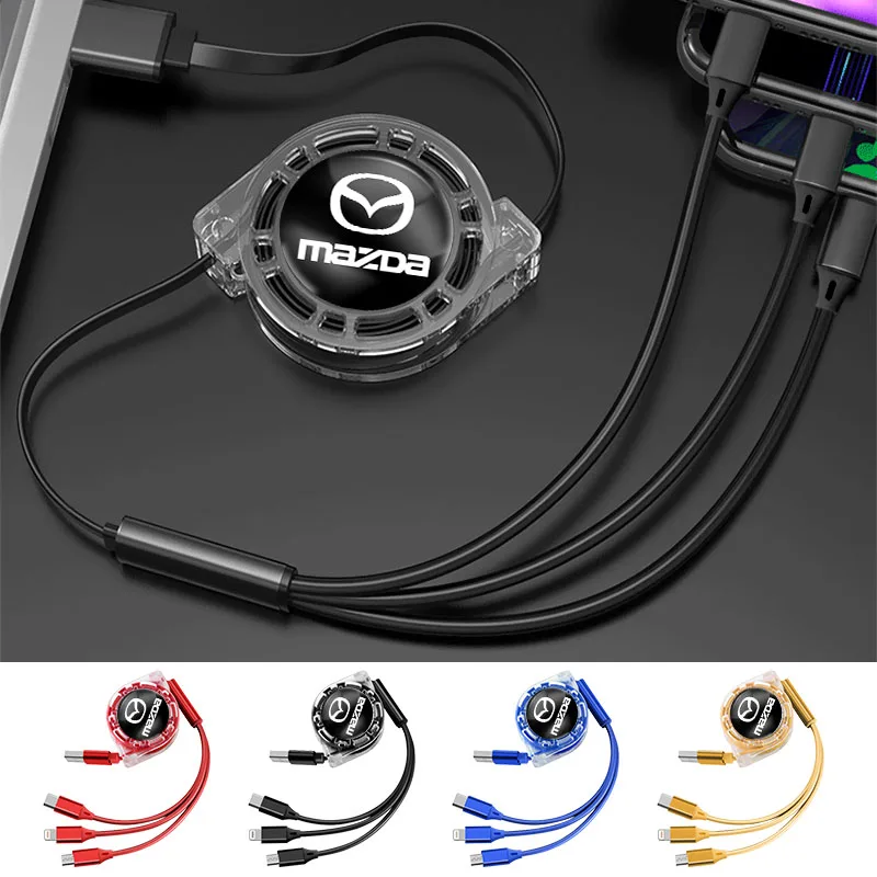 Cable de carga 3 en 1, Cable de carga multipuerto para Mazda 3 6 CX5 2 CX3 CX9 MX5 RX8 Axela Demio Atenza MS