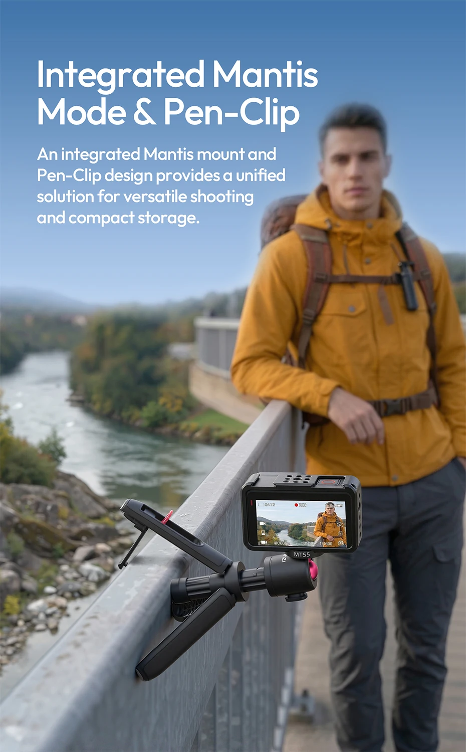 Ulanzi MT55 SnapGo Mini Selfie-Stick Stativ 360 ° Verstellbarer Winkel Immersiver POV 1/4'' Halter für Kamera, Handy, Videoleuchte – Detail 4