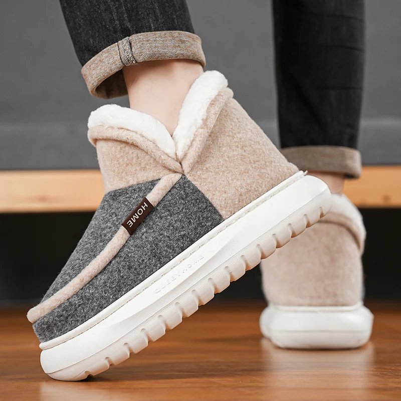 Men Winter Snow Boots Trend Thick-soled Plush Warmer Botas Heightening Shoes Platform Ankle Boots