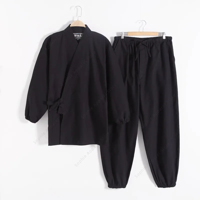 

Men's Japanese Kimono Samue Set - Traditional Buddhist Monk Clothing / Pajamas Yukata Samurai Jinbei Style