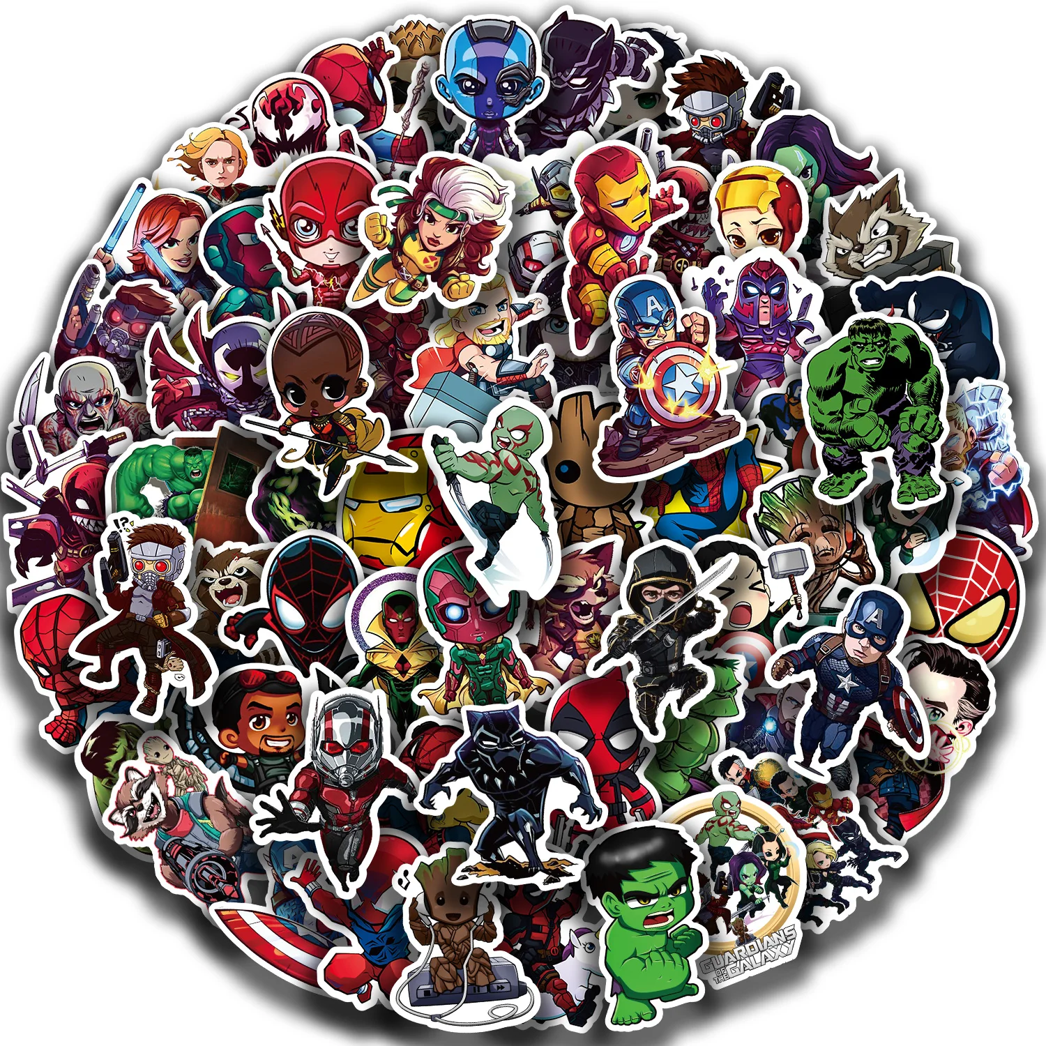 100 قطعة ملصقات المراهقين الأبطال الخارقين المنتقمون ملصقات مقاومة للماء لأجهزة الكمبيوتر المحمول زجاجة ماء ثابتة الغيتار سكيت الأمتعة