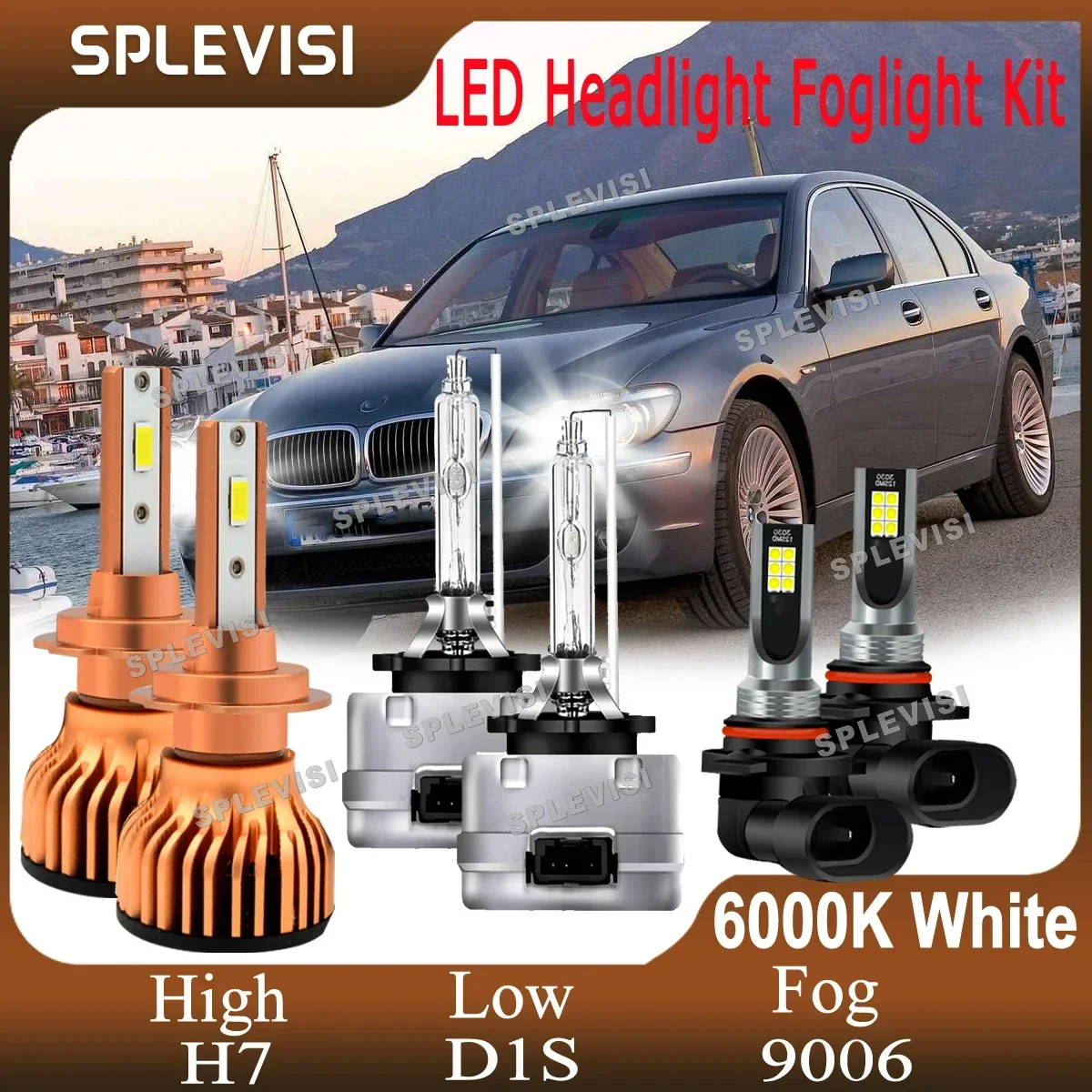 

Auto Lamps 6000K White H7 High D1S Xenon Low Lamp 9006 Foglight For BMW 750i 750Li 760Li 2006 2007 2008 Car Lights