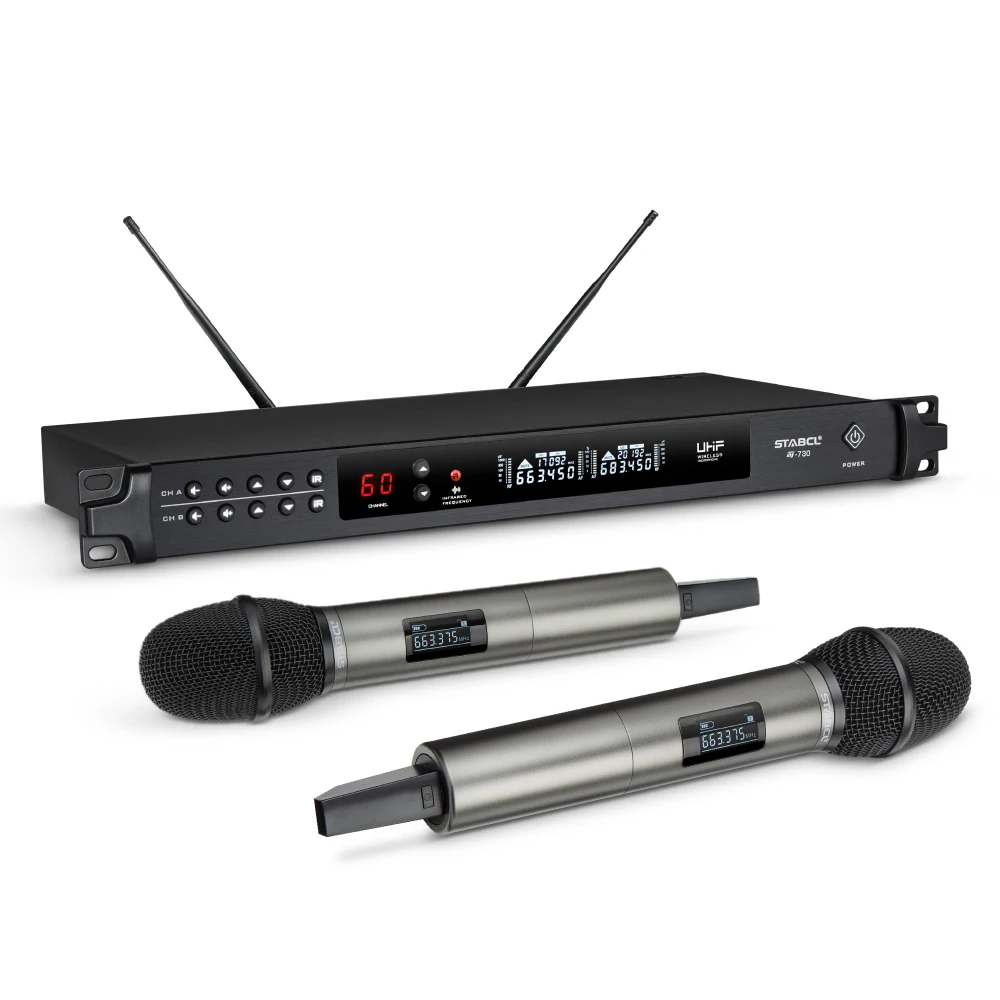 

UHF Wireless Microphone Metal Shell Handheld Microphone Home Karaoke Performance Stage Microphone Frequency: 500-900Mhz