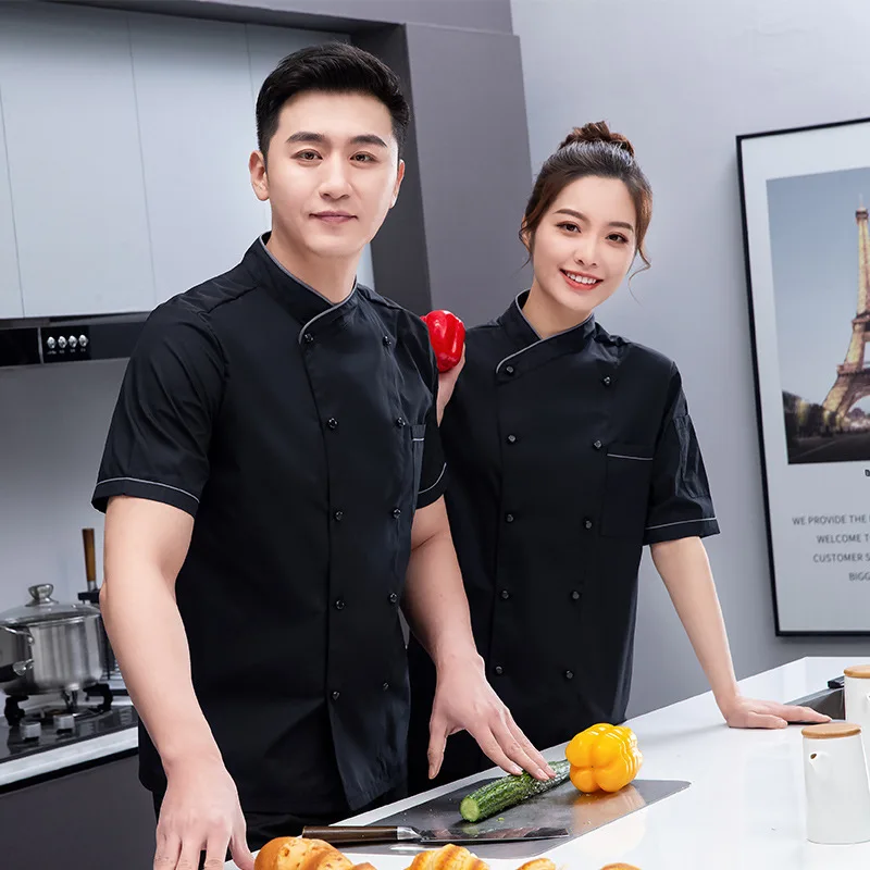 Uniform Short Sleeve Men's Hotel Chef Catering Work Clothes Hot Pot Waiter Workwear Restaurant Canteen Kitchen S