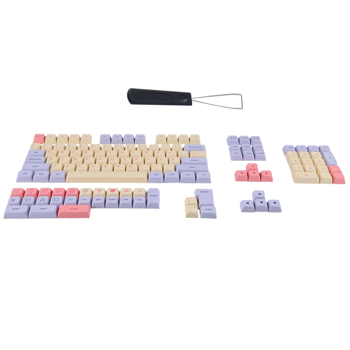 

German Keycaps 136 Keys XDA Height Keycaps for 61/64/68/75/82/84/87/96/98/100/104/108 Mechanical Keyboard