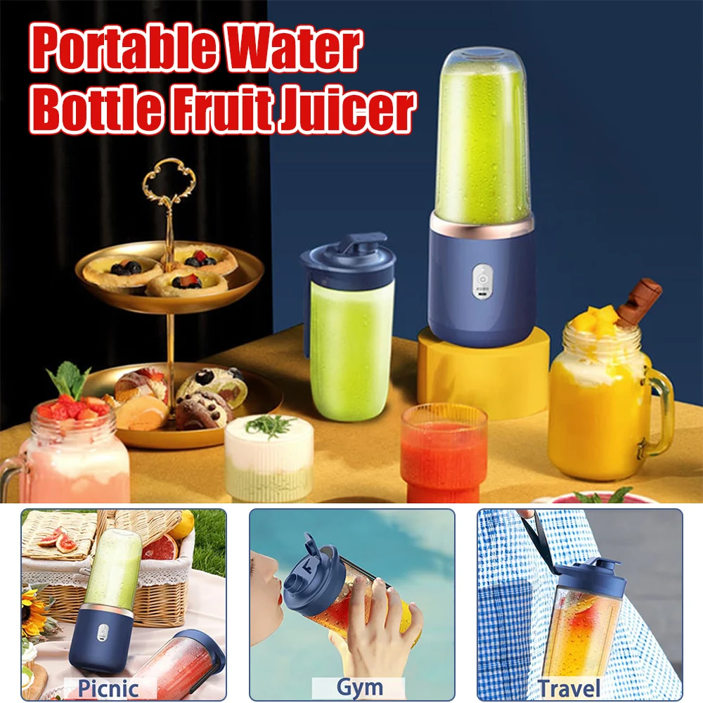 Dual Cup Fruit Juicer 400ml Electric Blender Handheld USB Quick Charge Juicer Apply for Fruit Vegetables Family Party Travelling