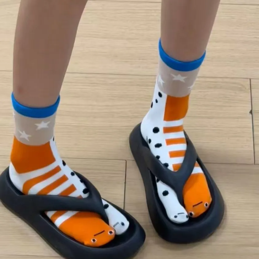 1/3 Paar Damensocken, japanisch, gestreift, Aal, lustig, personalisierbar, modisch, mittellange Socken, schweißabsorbierend, atmungsaktive Baumwollsocken