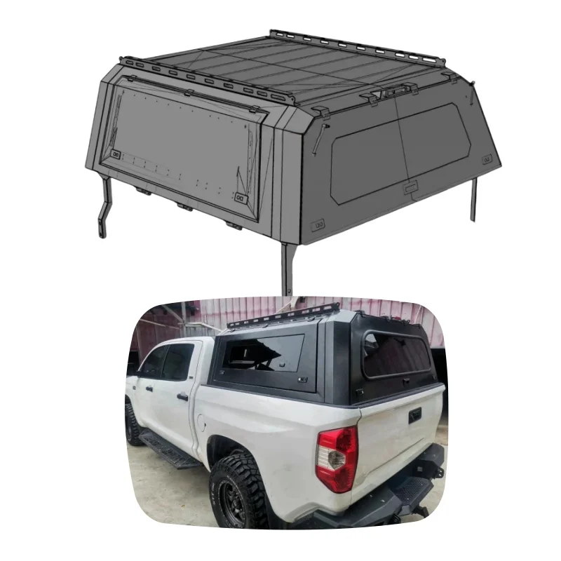 

YBJ 4x4 Aluminum Alloy Hardtop Canopy for TUNDRA 2014-2021 Waterproof Manual Operation Camper Topper for Pickup Truck