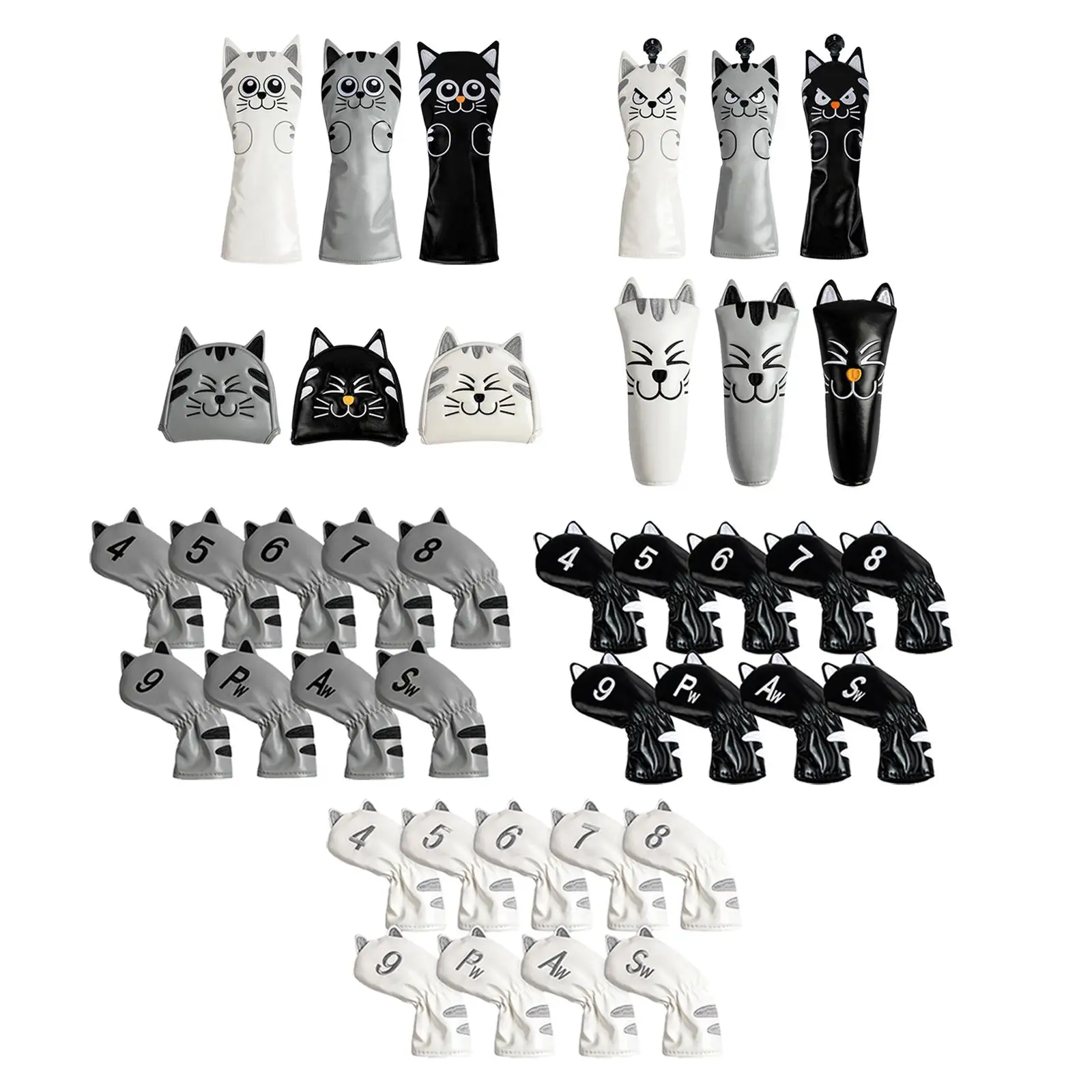 Golf Cue Head Covers Training Equipment Accessories Wedges Cat Pattern Putter