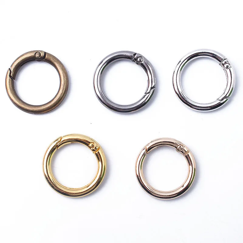 

10pcs Spring Clasp Keychain Ring KC Gold Color Openable Round Carabiner Hook Buckle Bag Chain for Key Jewelry Making DIY