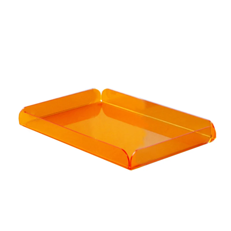 New Orange Acrylic Tray No Handle For Coffee Table Breakfast Tea Food Decorative Storage Tray 11.42x 8.27x1.65inch