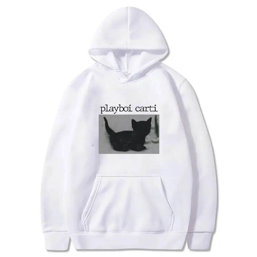 Playboi Carti felpa con cappuccio Hip Hop Oversize felpe con stampa gatto carino felpa in cotone moda uomo top donna abbigliamento Streetwear invernale