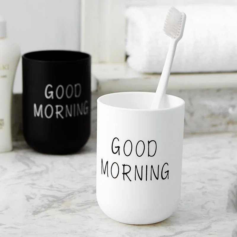 Toothbrush Cup Cute Non-slip Wear-resistant Smooth Cup Mouth Stylish Wash Cup Black Lightweight And Portable Mouthwash Cup White