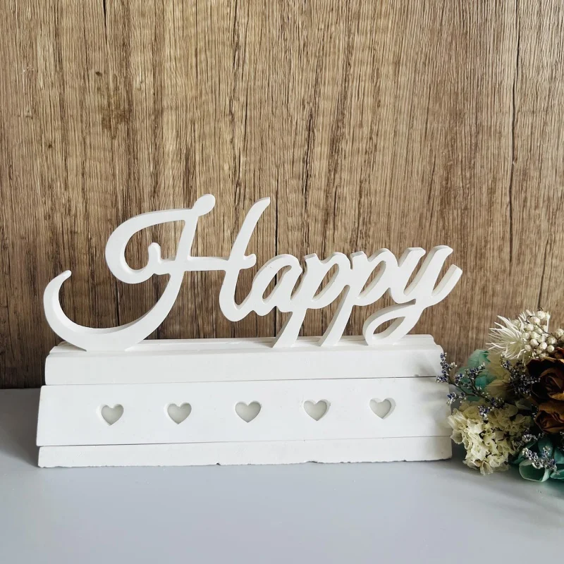 happy Letters Silicone Mold English  Plug-In  Decoration Candlestick Plaster