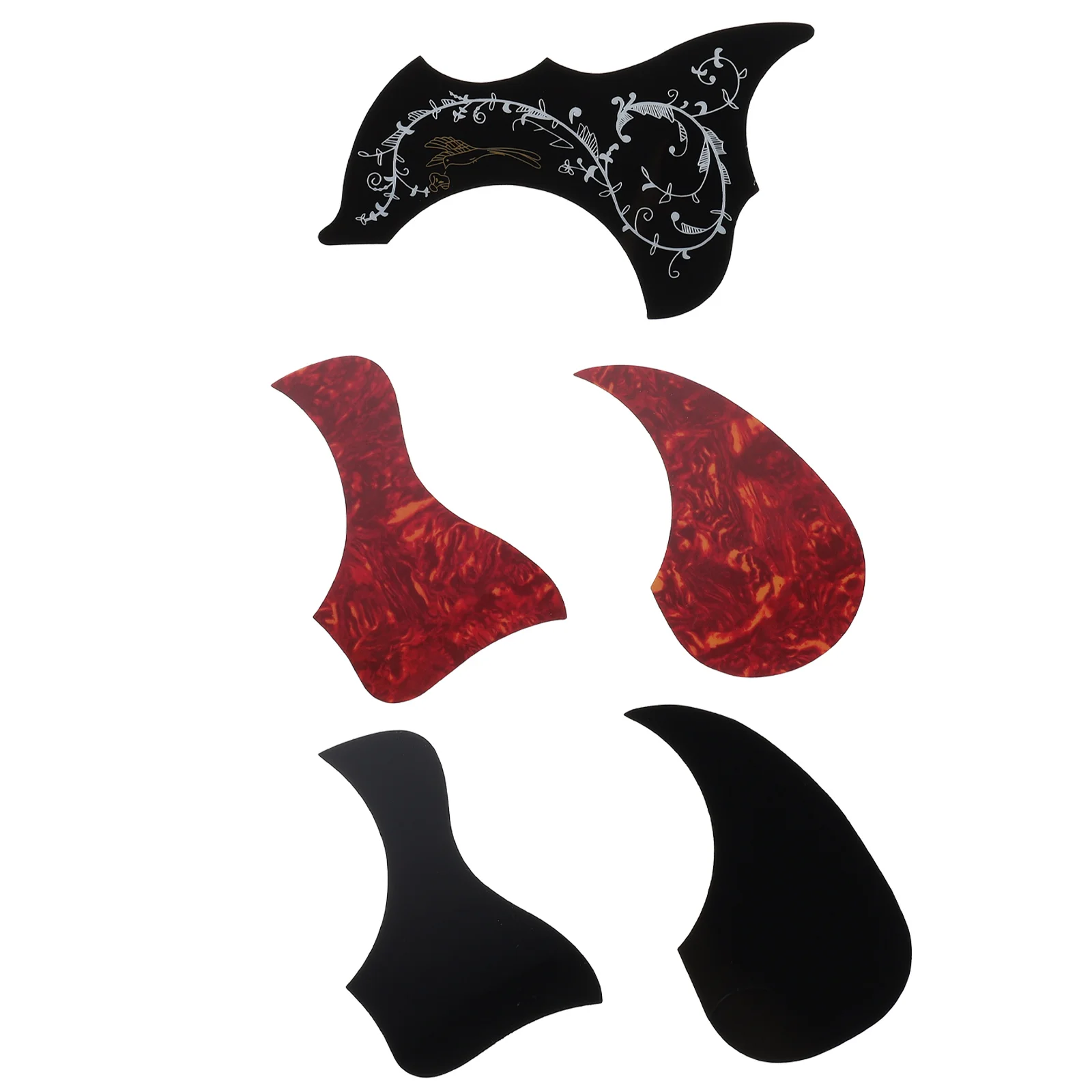 

5 Pcs Bird Flower Pickguards Decals Guitar Pickguard Acoustic Decorative Folk Accessories Durable Anti Scratch Thin Film