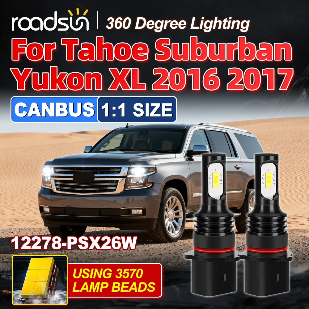 

Светодиод 12278 для Tahoe Suburban Yukon XL 2016 2017 для мотоцикла 6000K Белый Размер 1:1, высокий низкий, простой в установке светодиодные лампы 18000 лм