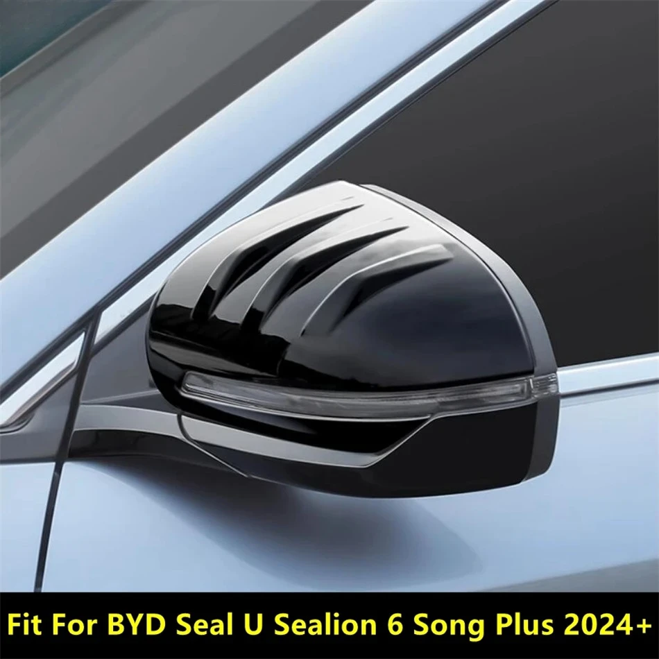 

For BYD Seal U Sealion 6 Song Plus 2024 2025 Rearview Mirror Cap Decor Cover Trim Black / Carbon Fiber Protection Accessories